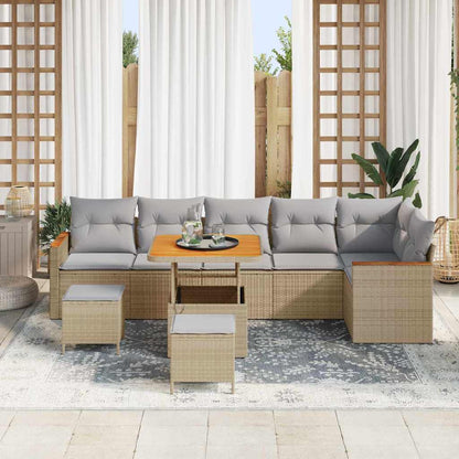 vidaXL Gartensofa-set 9 pcs Beige Poly-Rattan