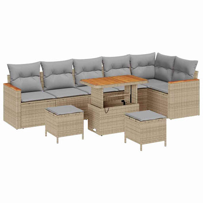 Gartensofa-set 9 pcs Beige Poly-Rattan