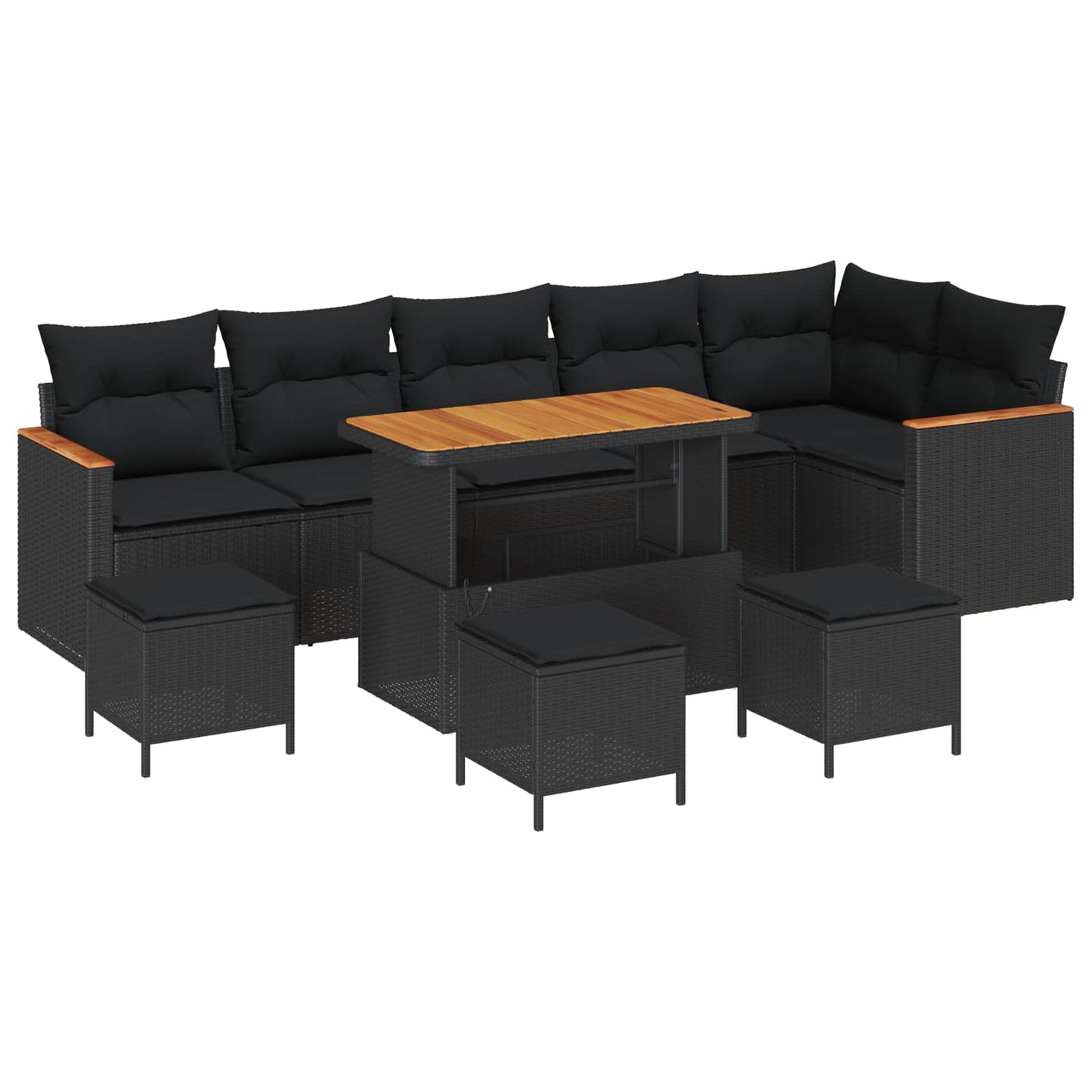 Gartensofa-set 10 pcs Schwarz Poly-Rattan