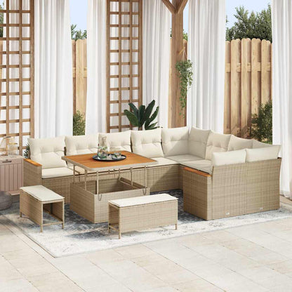 vidaXL Salon de jardin 12 pcs Beige Poly-rotin
