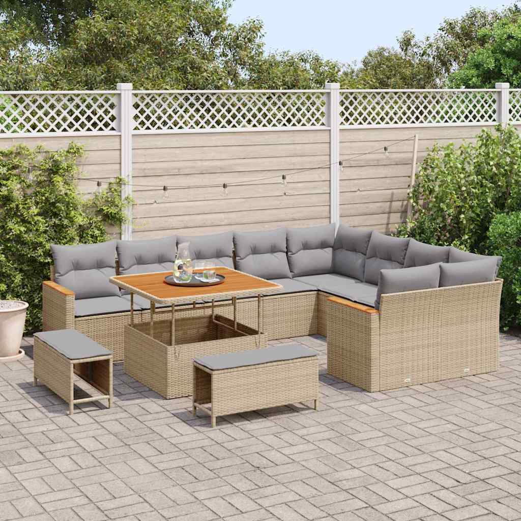 Gartensofa-set 12 pcs Beige Poly-Rattan