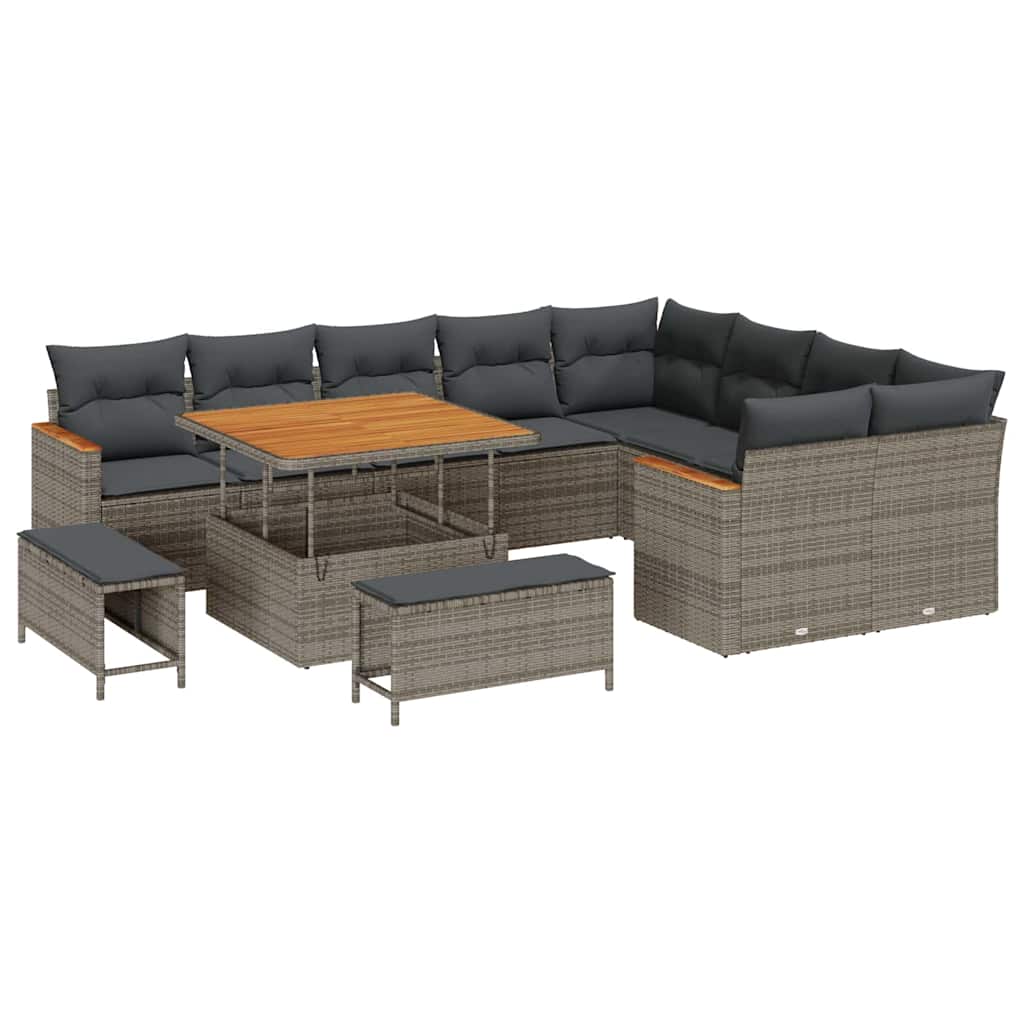 Gartensofa-set 12 pcs Grau Poly-Rattan