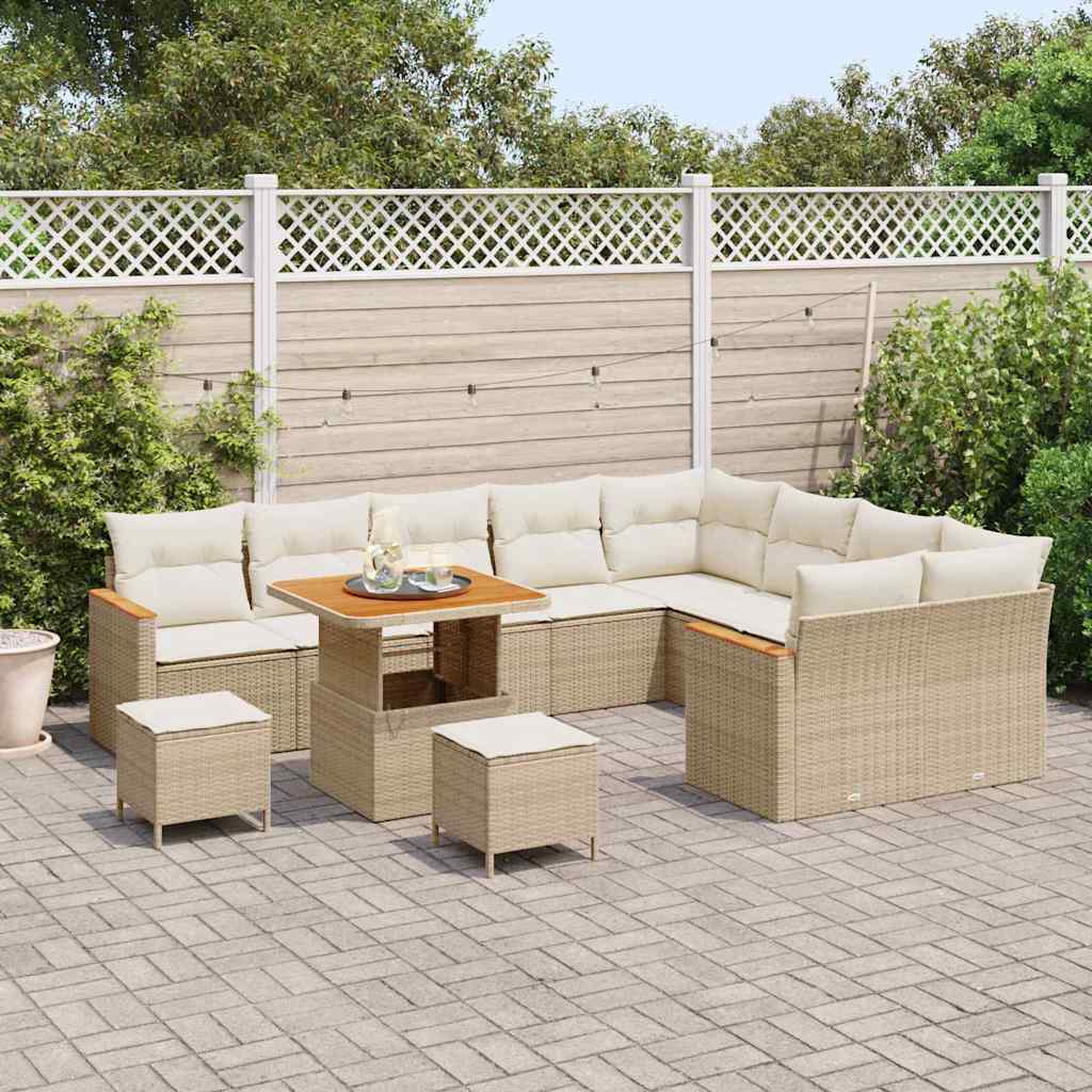 vidaXL Gartensofa-set 12 pcs Beige Poly-Rattan