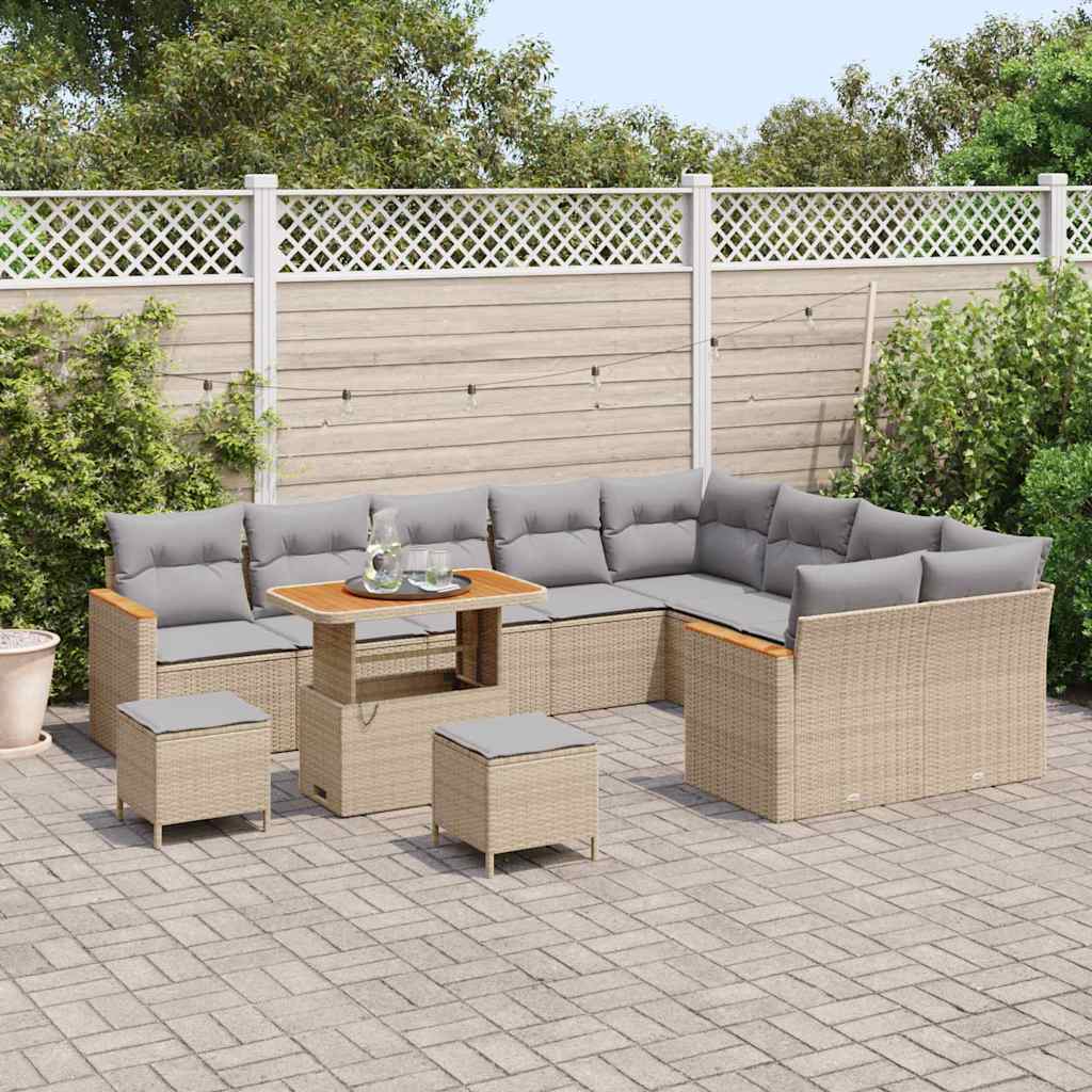 Gartensofa-set 12 pcs Beige Poly-Rattan