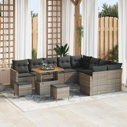 Gartensofa-set 12 pcs Grau Poly-Rattan