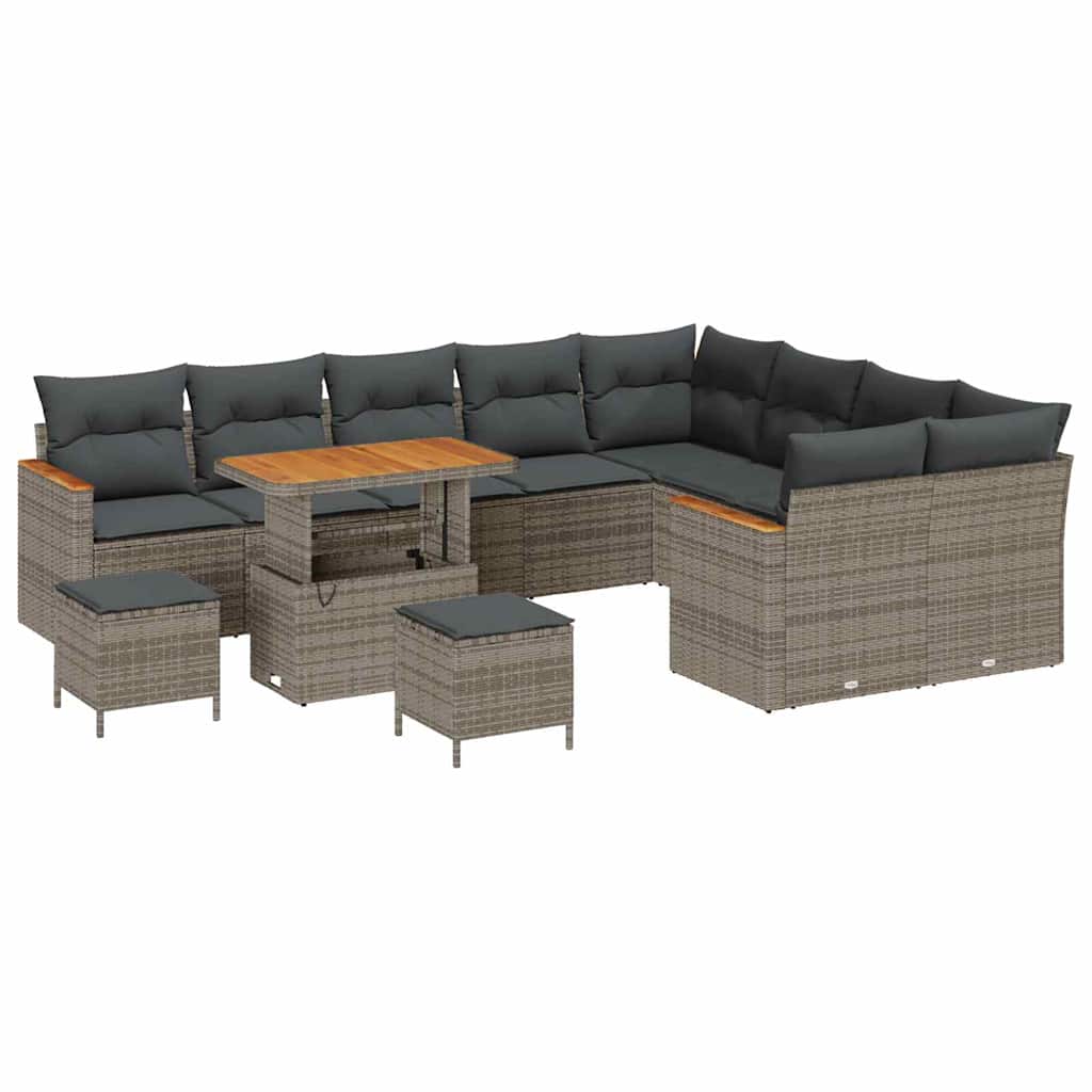 Gartensofa-set 12 pcs Grau Poly-Rattan