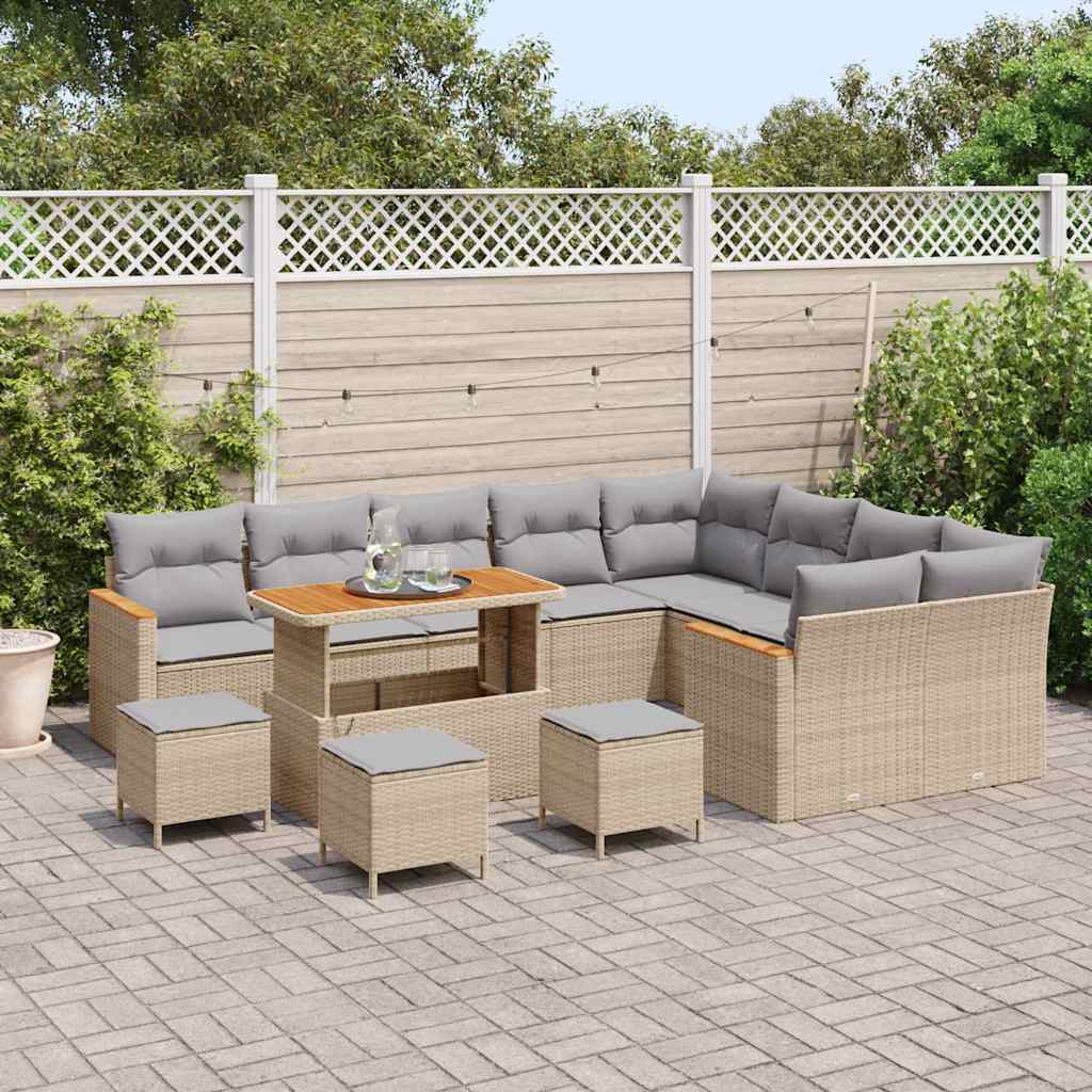 Gartensofa-set 13 pcs Beige Poly-Rattan