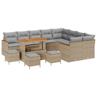 vidaXL Gartensofa-set 13 pcs Beige Poly-Rattan