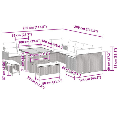 vidaXL Gartensofa-set 13 pcs Schwarz Poly-Rattan