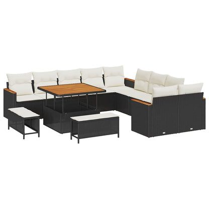 vidaXL Gartensofa-set 13 pcs Schwarz Poly-Rattan