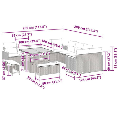 vidaXL Gartensofa-set 13 pcs Schwarz Poly-Rattan