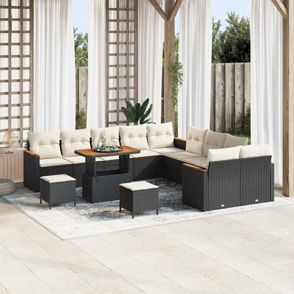 Gartensofa-set 13 pcs Schwarz Poly-Rattan