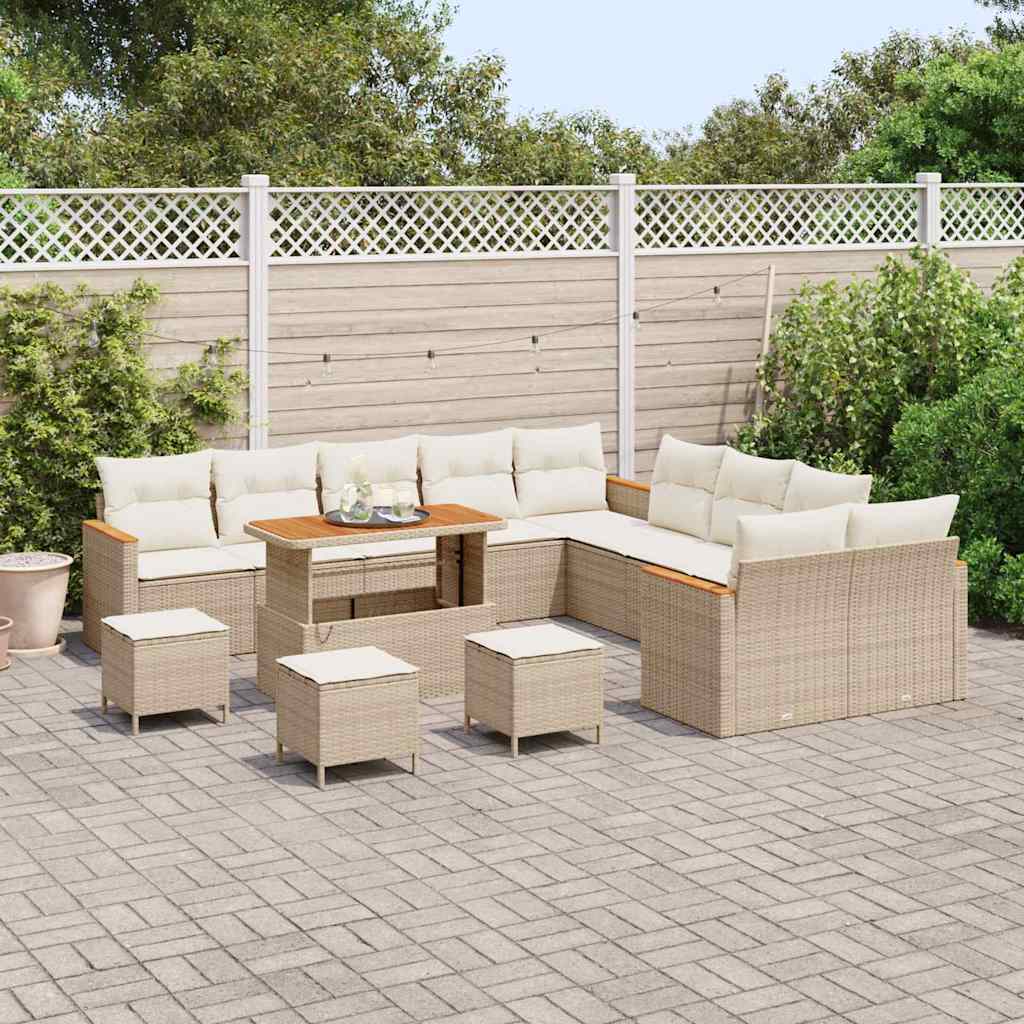 Gartensofa-set 14 pcs Beige Poly-Rattan