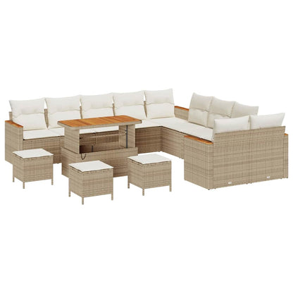 Gartensofa-set 14 pcs Beige Poly-Rattan