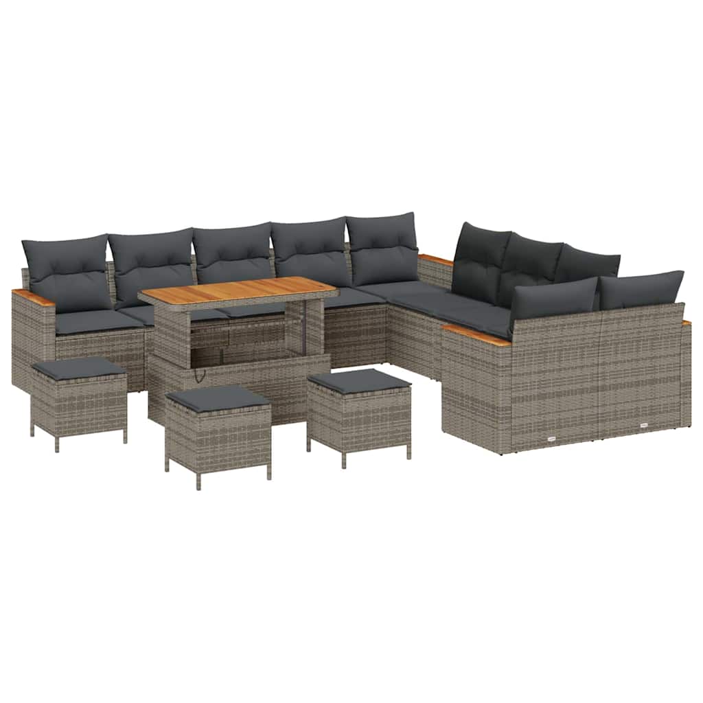 Gartensofa-set 14 pcs Grau Poly-Rattan