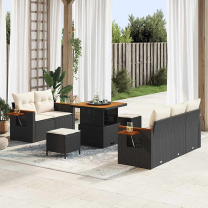 Gartensofa-set mit Kissen 8 pcs Schwarz und Creme