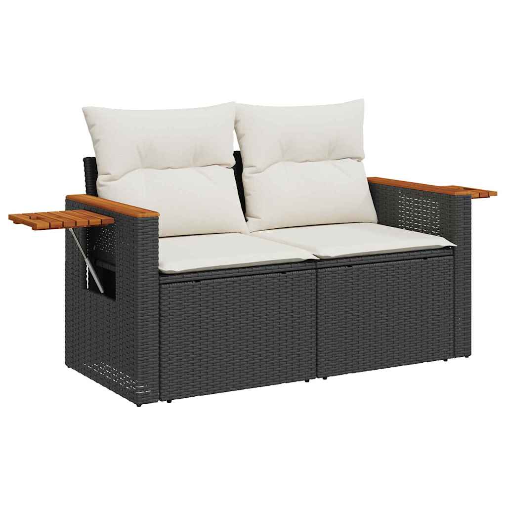 vidaXL Gartensofa-set mit Kissen 9 pcs Schwarz und Creme