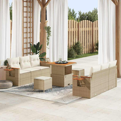 vidaXL Gartensofa-set mit Kissen 9 pcs Beige und Creme
