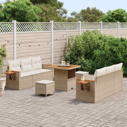 vidaXL Gartensofa-set mit Kissen 9 pcs Beige und Creme