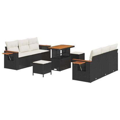 Gartensofa-set mit Kissen 9 pcs Schwarz und Creme
