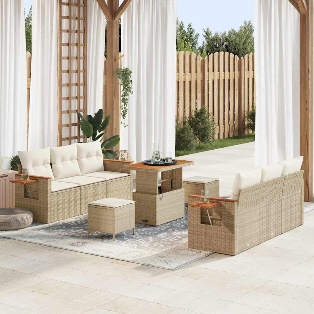 vidaXL Gartensofa-set mit Kissen 9 pcs Beige und Creme