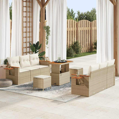 vidaXL Gartensofa-set mit Kissen 9 pcs Beige und Creme