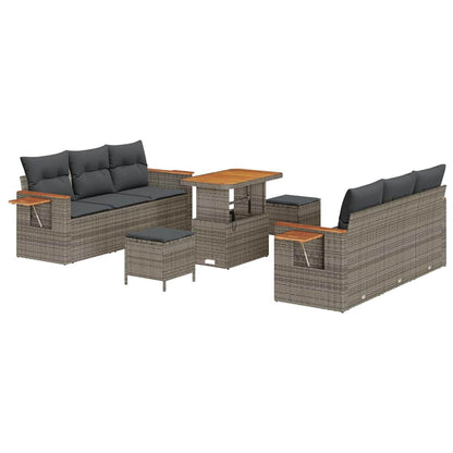 Gartensofa-set mit Kissen 9 pcs Grau