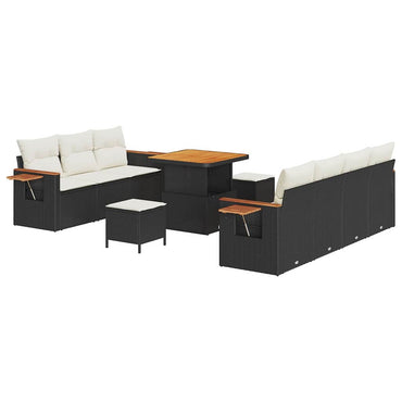 vidaXL Gartensofa-set mit Kissen 10 pcs Schwarz und Creme