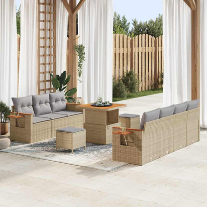 Gartensofa-set mit Kissen 10 pcs Beige und Hellgrau