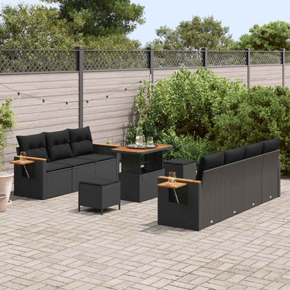 Gartensofa-set mit Kissen 10 pcs Schwarz