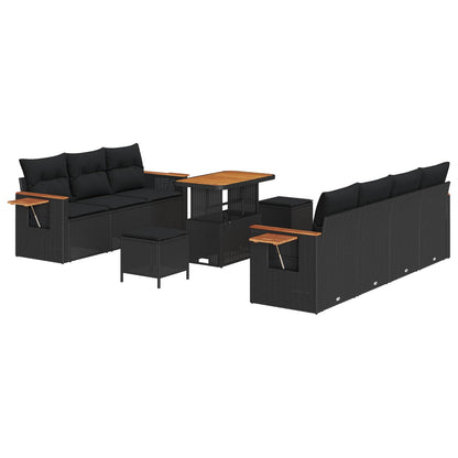 Gartensofa-set mit Kissen 10 pcs Schwarz