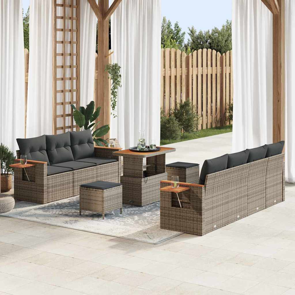 Gartensofa-set mit Kissen 10 pcs Grau