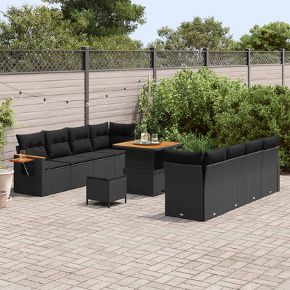 Gartensofa-set mit Kissen 11 pcs Schwarz