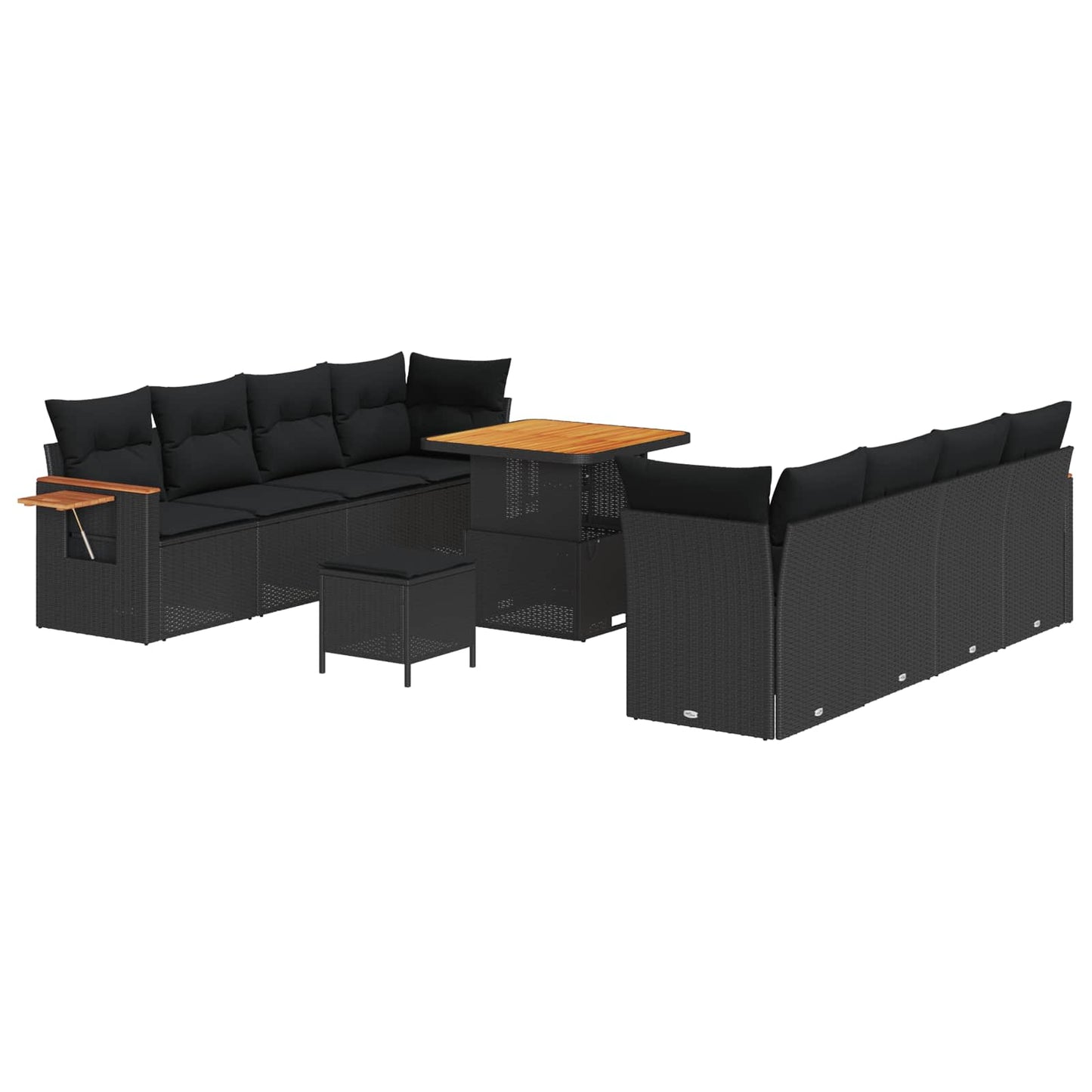 Gartensofa-set mit Kissen 11 pcs Schwarz