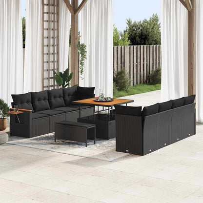 Gartensofa-set mit Kissen 11 pcs Schwarz
