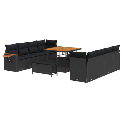Gartensofa-set mit Kissen 11 pcs Schwarz