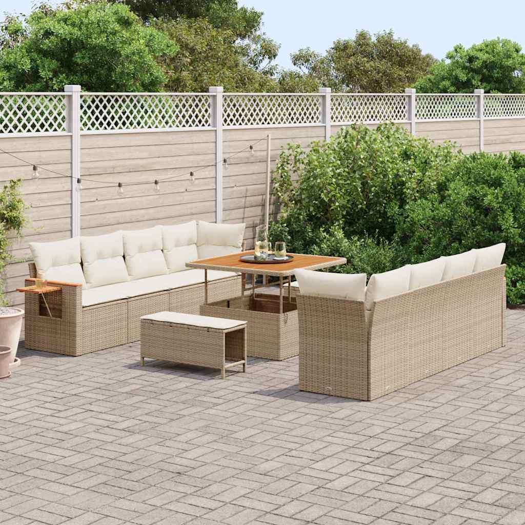 Gartensofa-set mit Kissen 11 pcs Beige und Creme