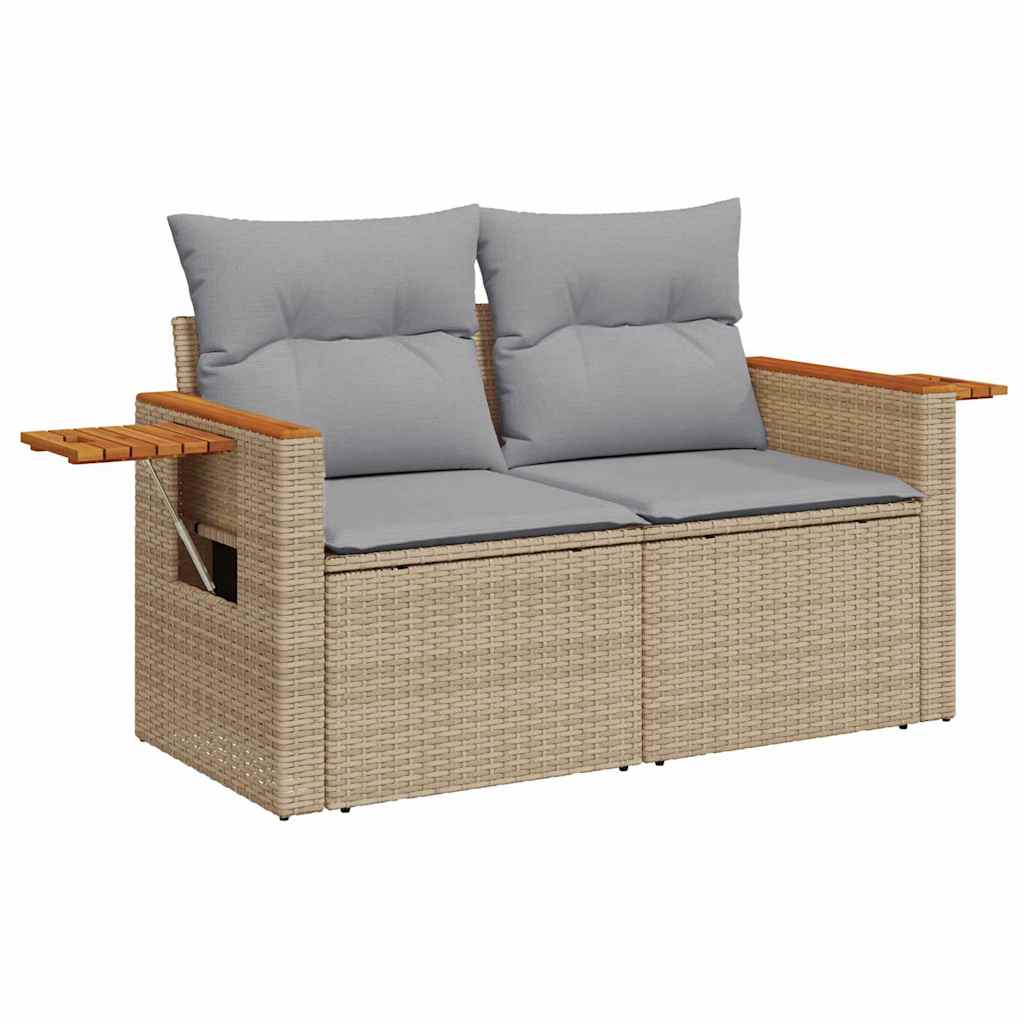 Gartensofa-set mit Kissen 11 pcs Beige und Hellgrau