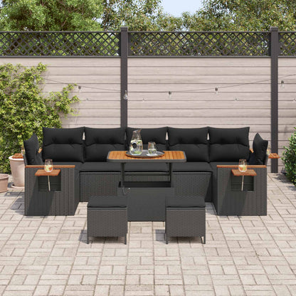 Gartensofa-set mit Kissen 10 pcs Schwarz