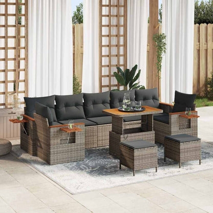 Gartensofa-set mit Kissen 10 pcs Grau