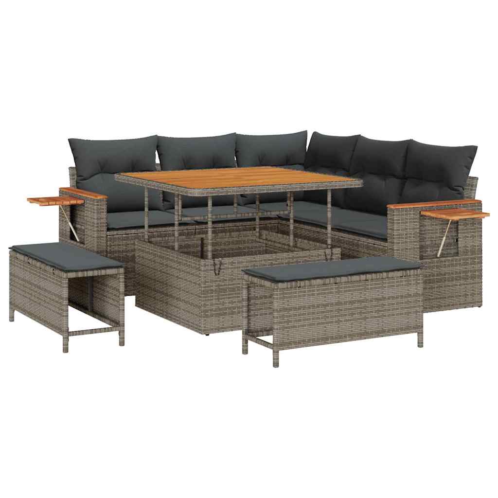 Gartensofa-set mit Kissen 8 pcs Grau