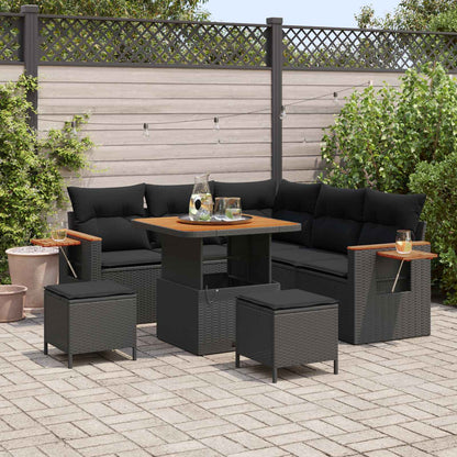 Gartensofa-set mit Kissen 8 pcs Schwarz
