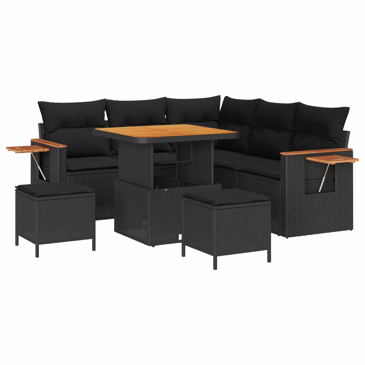 Gartensofa-set mit Kissen 8 pcs Schwarz