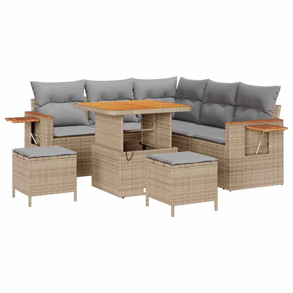 Gartensofa-set mit Kissen 8 pcs Beige und Hellgrau