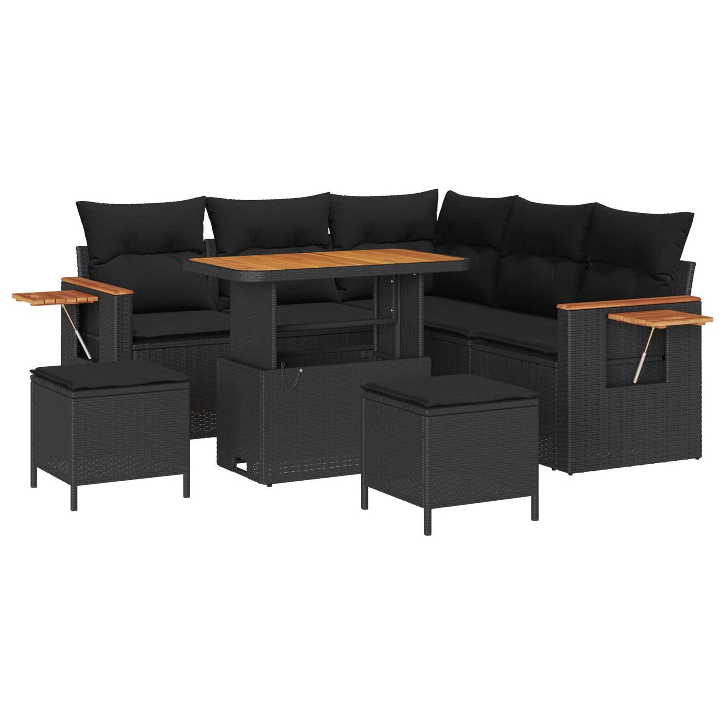 Gartensofa-set mit Kissen 8 pcs Schwarz