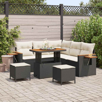 Gartensofa-set mit Kissen 8 pcs Schwarz und Creme