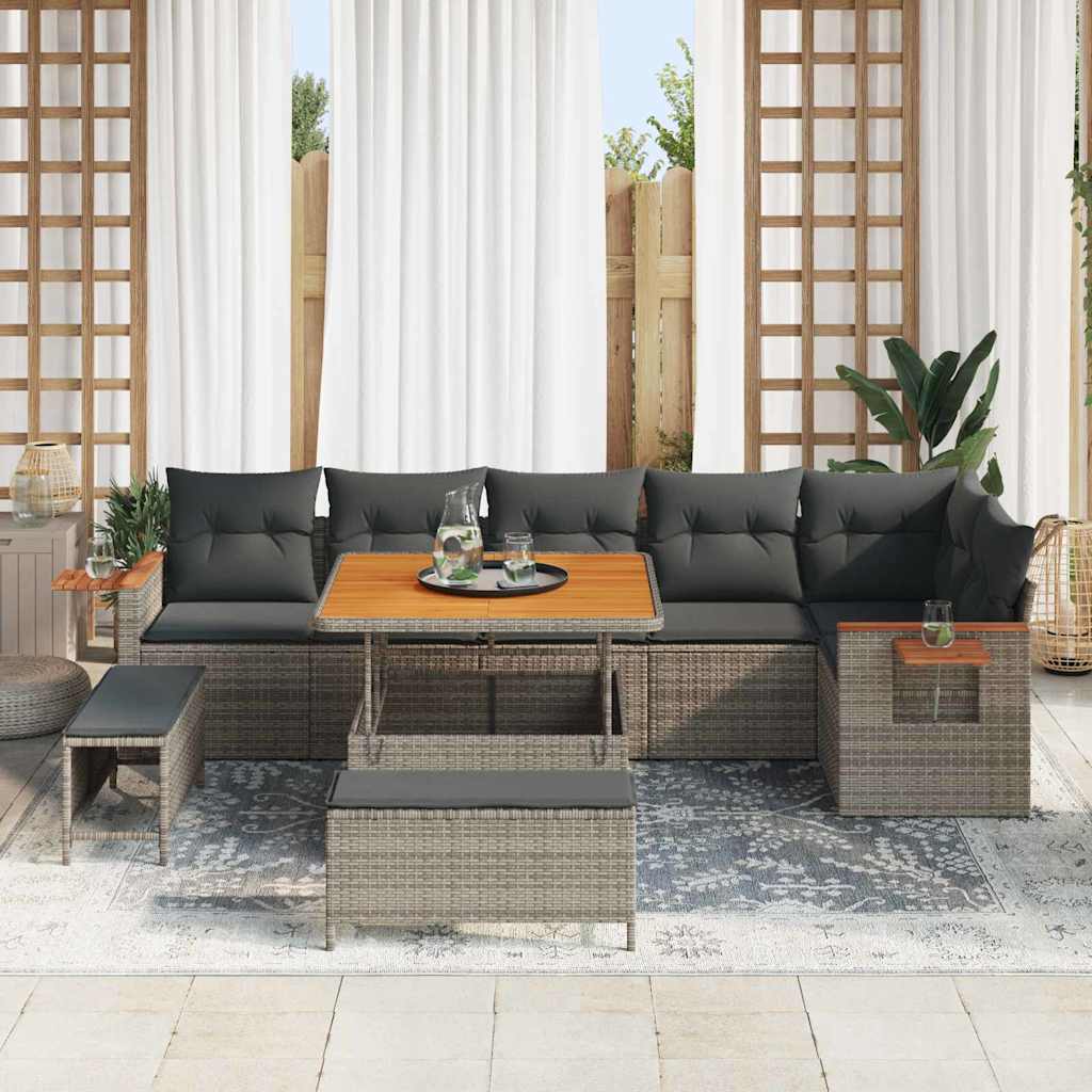 Gartensofa-set mit Kissen 9 pcs Grau