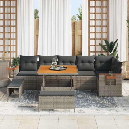 Gartensofa-set mit Kissen 9 pcs Grau