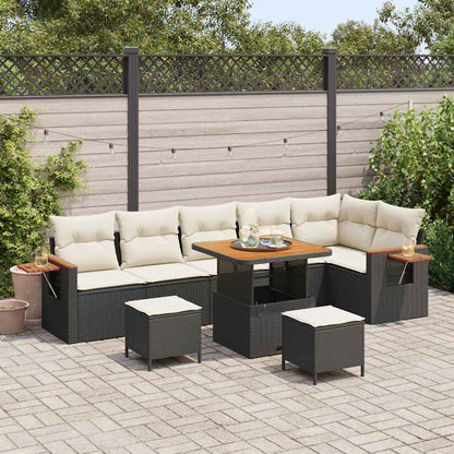 Gartensofa-set mit Kissen 9 pcs Schwarz und Creme