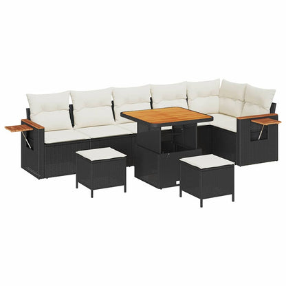 Gartensofa-set mit Kissen 9 pcs Schwarz und Creme